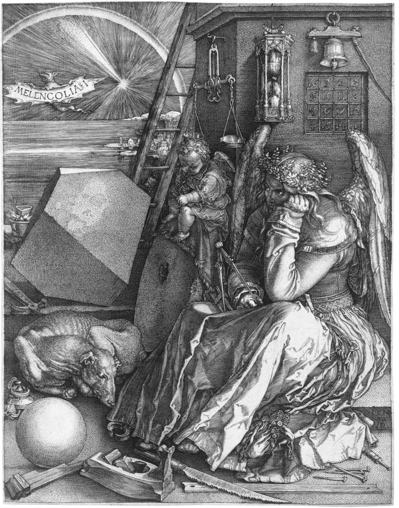 Albrecht Dürer, Melancholia I , 1514; incisione a bulino, 23.9×16,8 cm; Fondazione Macagnani Rocca, Parma.