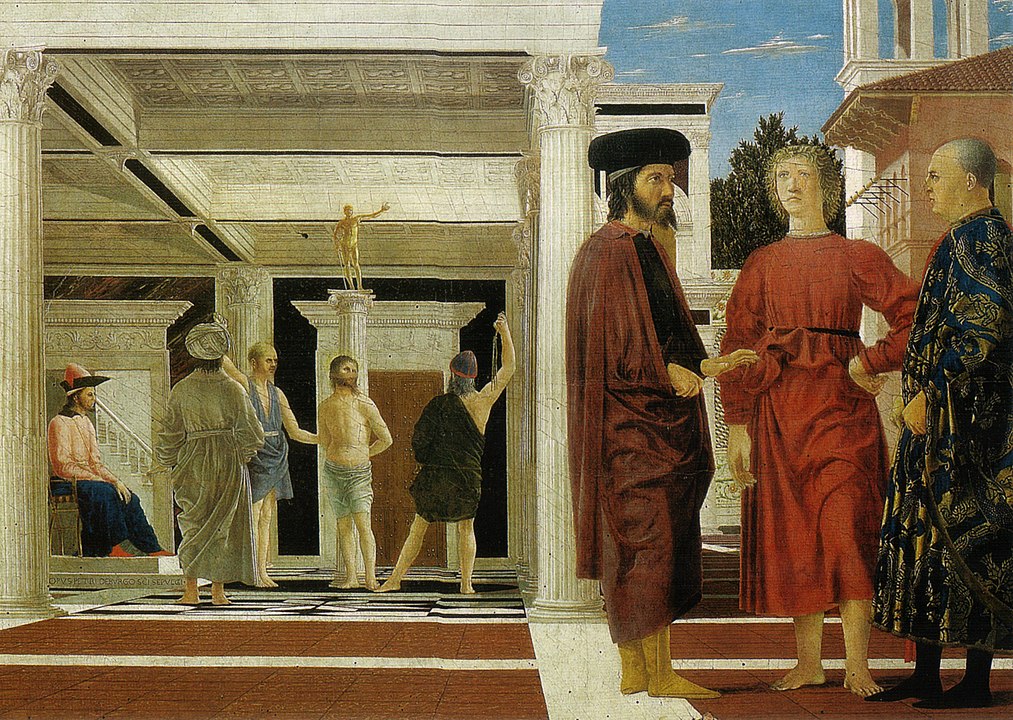 La Flagellazione di Cristo, Piero della Francesca. Tempera su tavola (58,4×81,5 cm), 1453 circa